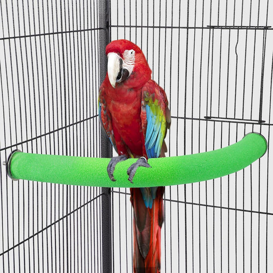 U Shape Parrot Perch Stand Toy Bird Platform Sand Paw Grinding Clean Stick Exercise Conure Budgie Cockatiel Cage Accessories (Green-Corner)
