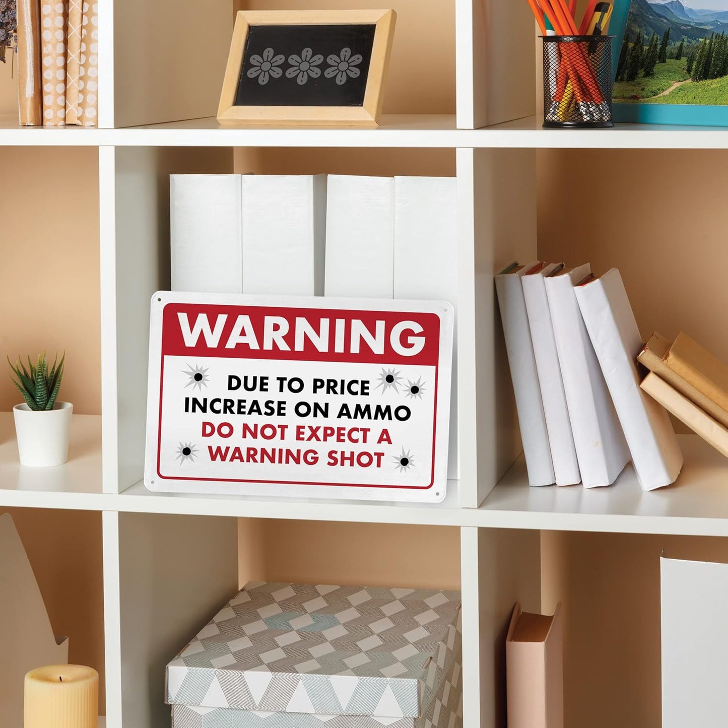 Humorous No Trespassing Sign – Due to Price Increase, Do Not Expect a Warning Shot – Funny Metal Home Security Sign, 8" x 12" - ENVISIONED Signage