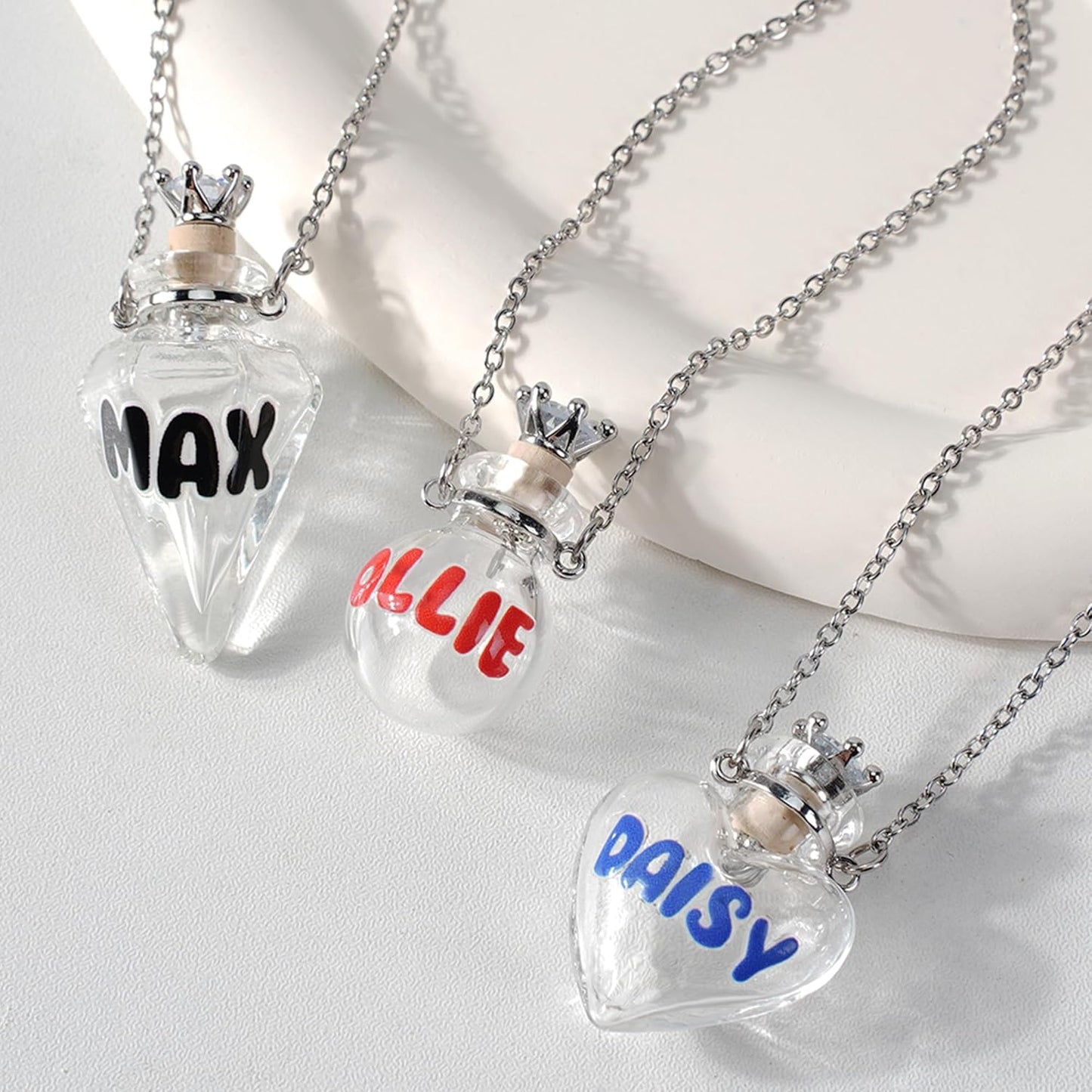 callie Personalized Pet Fur Memorial Necklace - Custom Name, Dog Cat Hair Ashes Storage Glass Necklace, Birthday Memory Jewelry Gifts for Women Pet Lovers