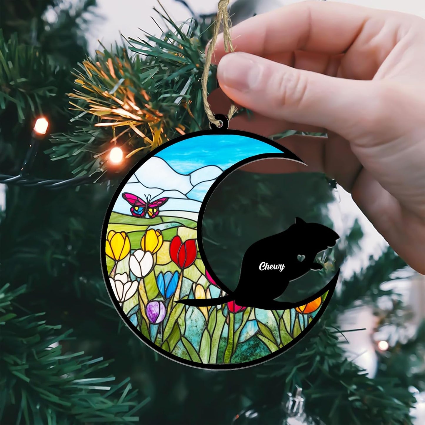 Personalized Gerbil Memorial Suncatcher/Ornament - Custom Loss Gerbil Bereavement Ornaments, Stained Glass Light Catcher Sympathy Gift, Pet Remembrance Keepsake Memory Window Hangings