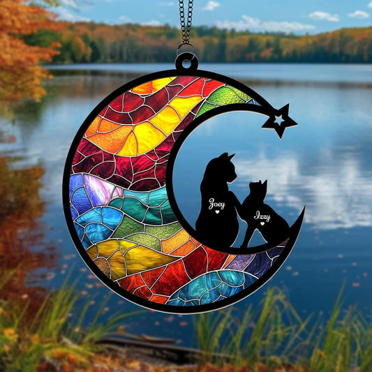 Personalized Cat Memorial Gift – Rainbow Bridge Suncatcher, Cat Loss Sympathy Gift, Pet Remembrance Keepsake, Gift for Cat Lovers