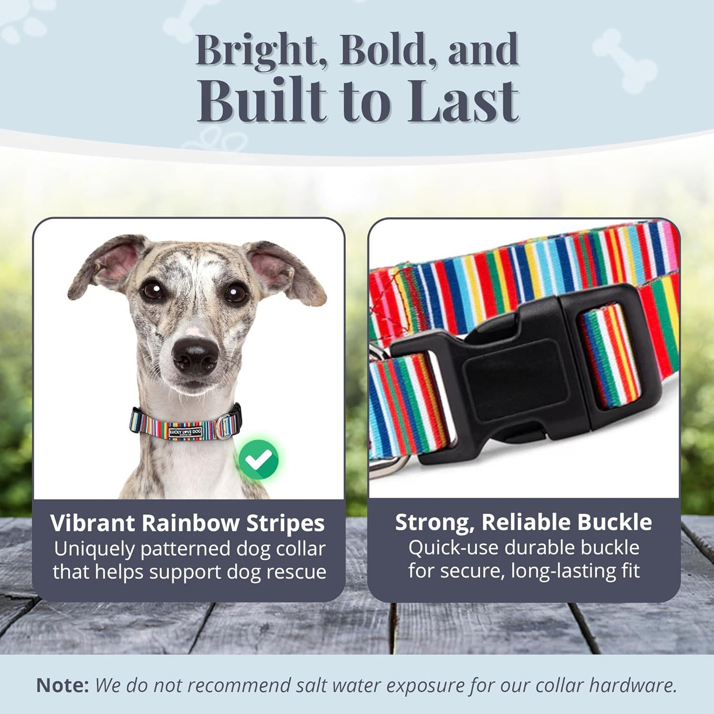 Lucky Love Dog - Adjustable Dog Collar with Easy Click Buckle for Small to Large Ones, Durable, & Comfortable for Male & Female Dogs, Pet Collar for Puppies & Adult Dogs - Hippie, Medium