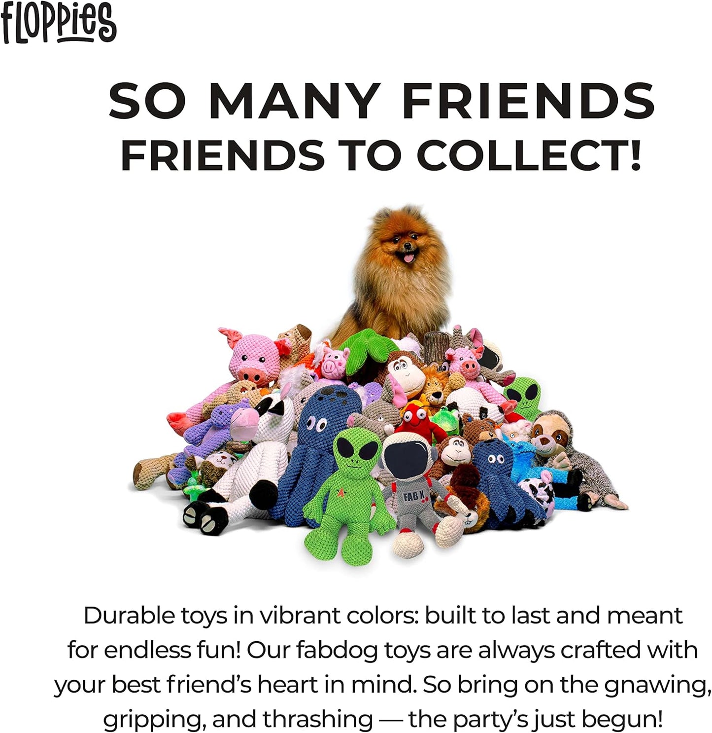 fabdog Floppies Plush Dog Toy - Cute & Durable Squeaky Dog Toys - Best Squeak Toy for Puppies and All Breeds | Ideal Pet Gift| Small Alien