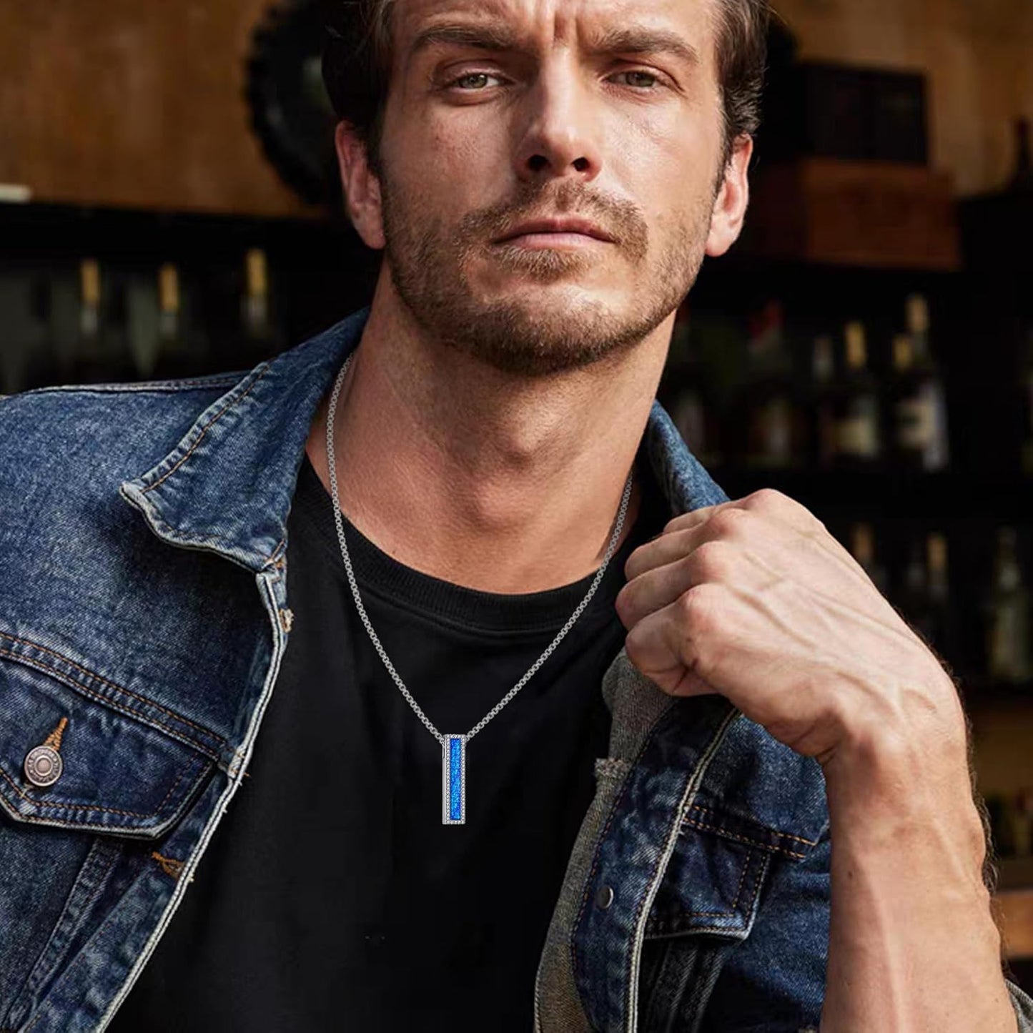 Urn Necklaces for Ashes Sterling Silver 3D Vertical Bar Memorial Pendant for Loved Ones Keepsake Cremation Jewelry Gifts for Women Men