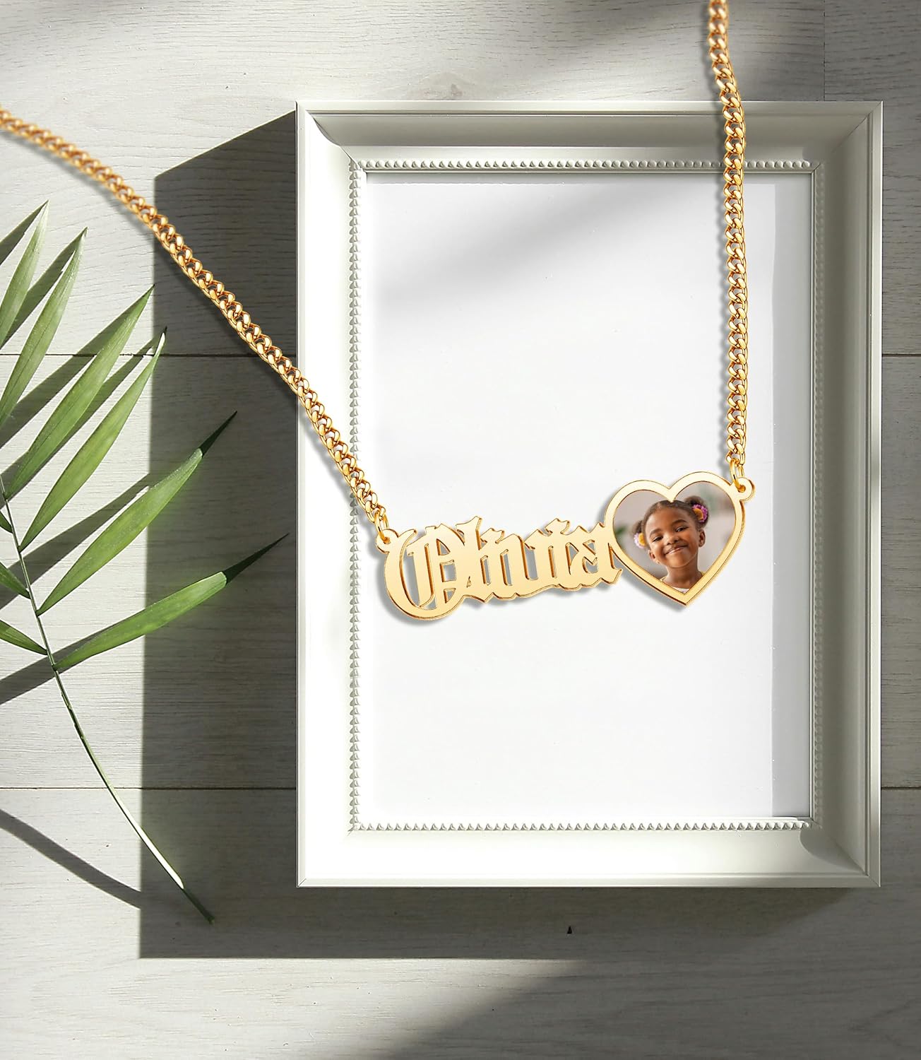 CharmSStory Personalized Photo Necklaces Custom Engraved Name Necklace Memory Keepsake Picture Necklace Pendant Customized Gifts for Women Men