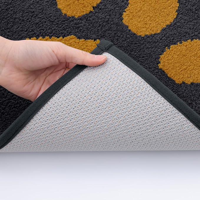 Buganda Dog Door Mat for Muddy Paws, Absorbent Dirt Trapper Washable Indoor Doormats, Non Slip Low-Profile Mud Mat for Dogs, Front Entrance Doormat for Inside Floor (30x20Inches,Dark Grey and Yellow)
