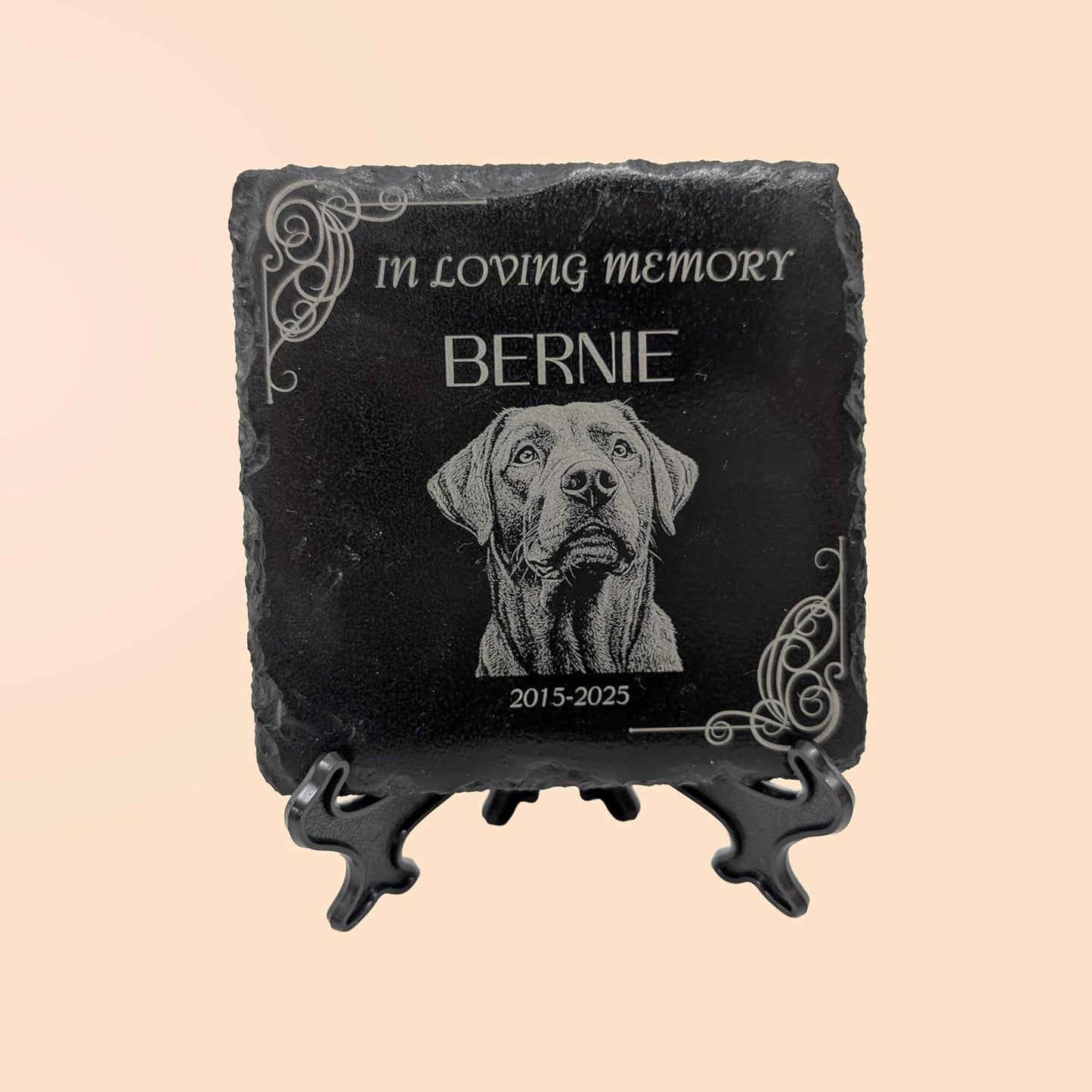 lemuria Pet Memorial Stone Dog Memorial Gifts for Loss of Dog Pet Loss Sympathy Gift Slate Grave Marker or Dog Headstone Indoor/Outdoor Rainbow Bridge Tribute for Dogs and Cats (4x4 inches)