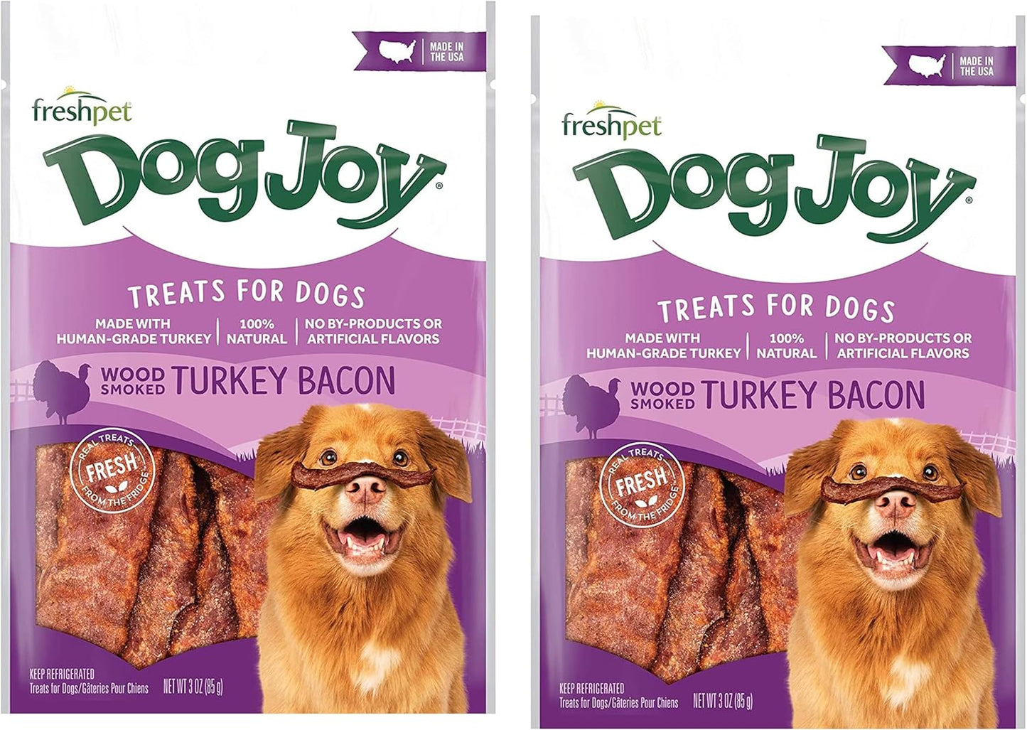 Dogjoy Treats for Dogs; Turkey Bacon Flavor 2pck