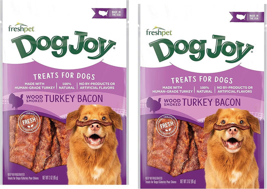 Dogjoy Treats for Dogs; Turkey Bacon Flavor 2pck