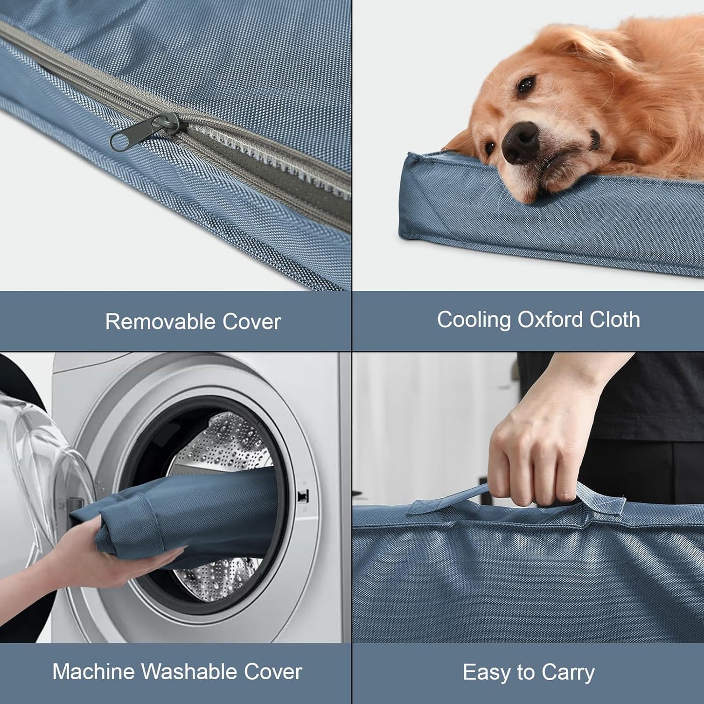 Outdoor Dog Bed for Medium Dogs, Waterproof Dog Crate Bed for Puppy Beds, Orthopedic Egg Crate Foam Pet Bed with Washable and Removable Oxford Cover, Blue