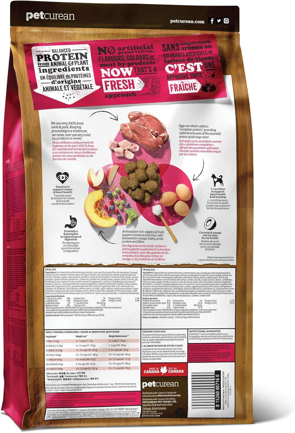 Now Fresh Grain-Free Premium Dry Dog Food with Lamb & Pork, Healthy Kibble for Adults Made with Real Red Meat, Chicken-Free Recipe, Enhanced with Pumpkin & Probiotics for Good Digestion, 3.5 lb Bag