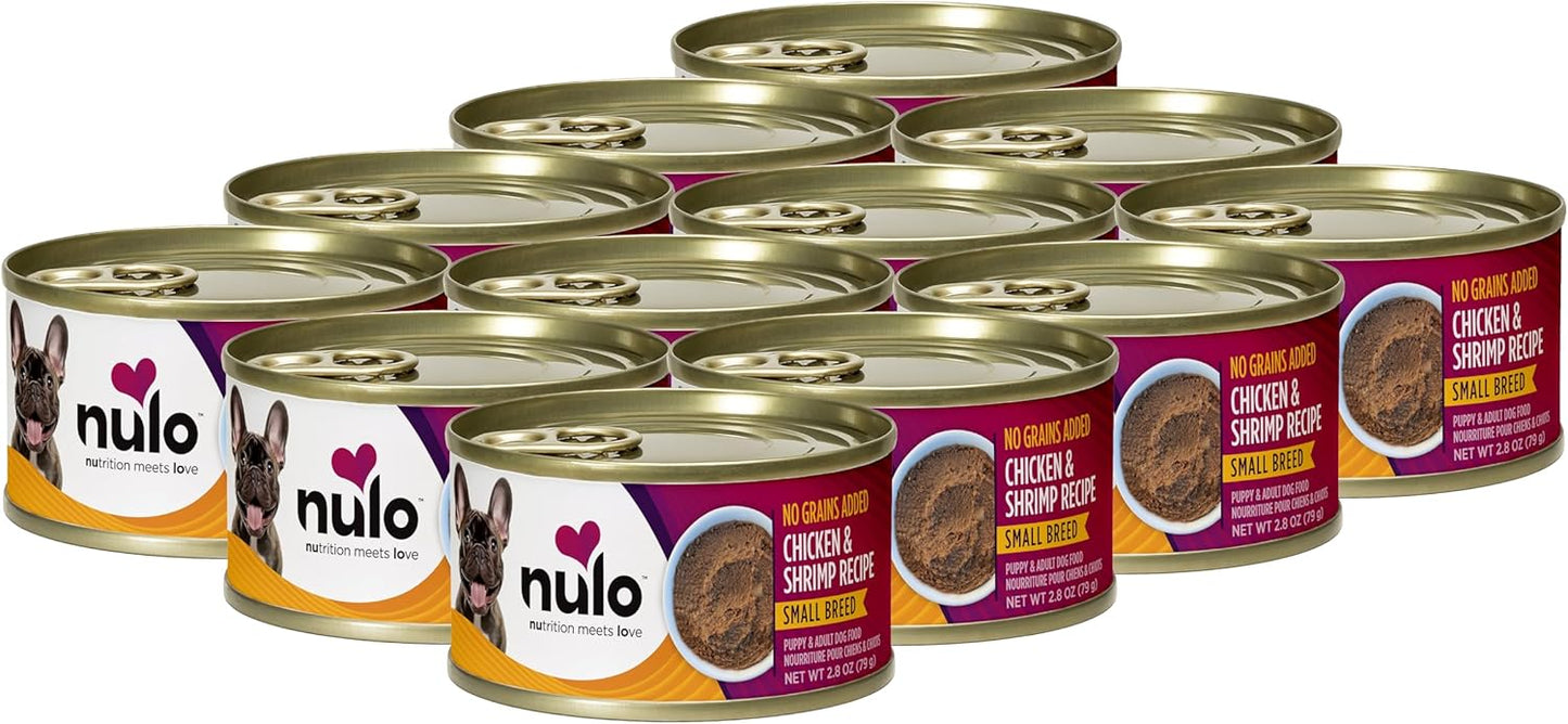 Nulo Grain-Free Small Breed Wet Canned Puppy & Dog Food, Chicken and Shrimp 2.8 Ounce, 12 Cans