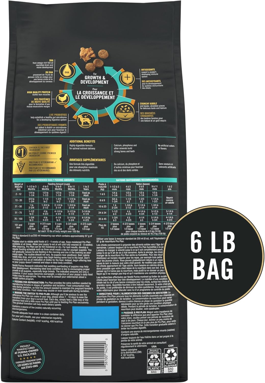 Purina Pro Plan High Protein Puppy Food Shredded Blend Chicken & Rice Formula - 6 lb. Bag