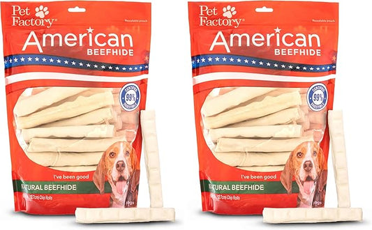 Pet Factory American Beefhide 5" Chip Rolls Dog Chew Treats - Natural Flavor, 50 Count/2 Pack