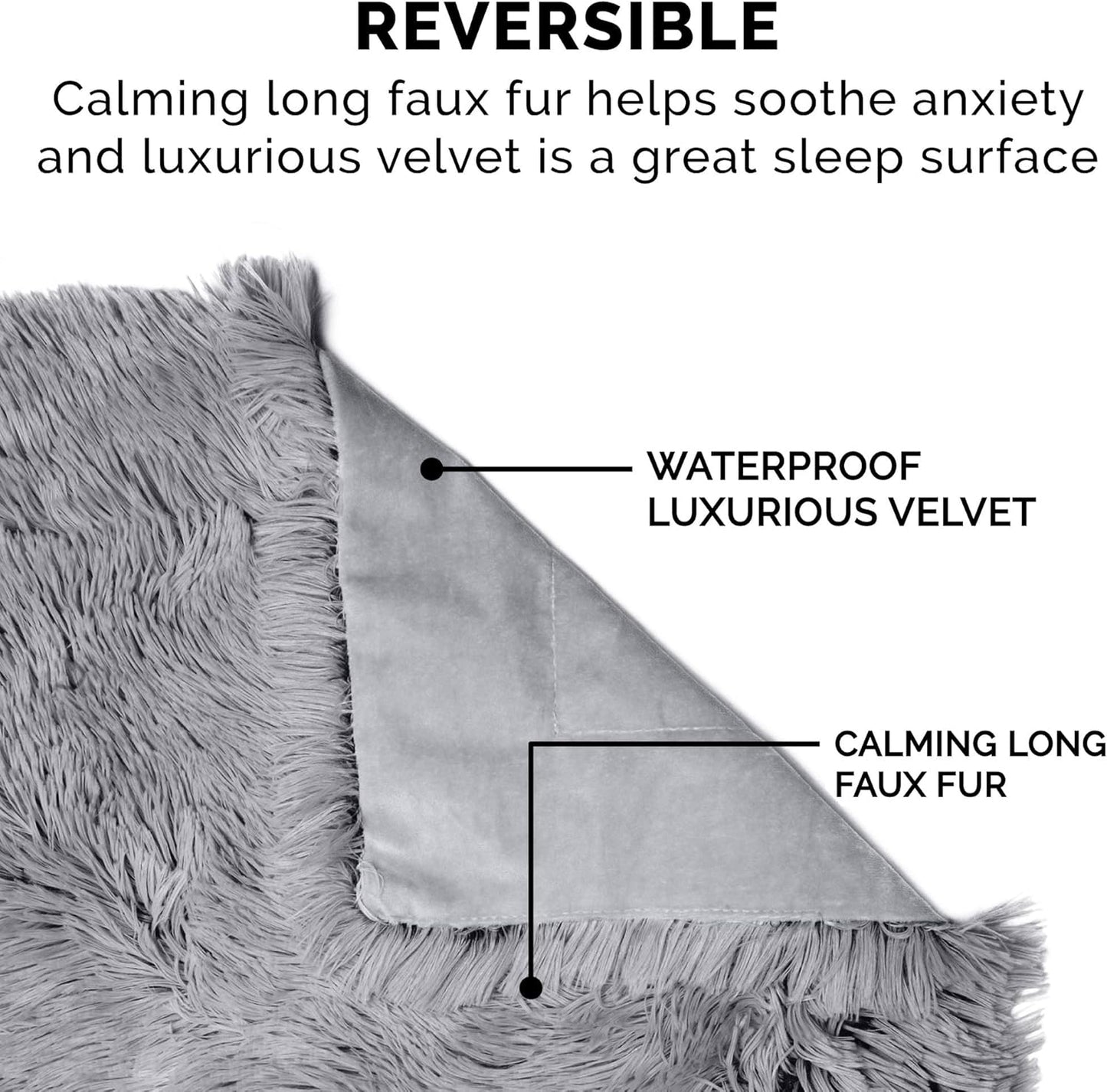 Furhaven Waterproof Throw Blanket for Dogs & Indoor Cats, Washable - Shaggy Plush Calming Long Faux Fur & Velvet Dog Blanket - Gray, Medium