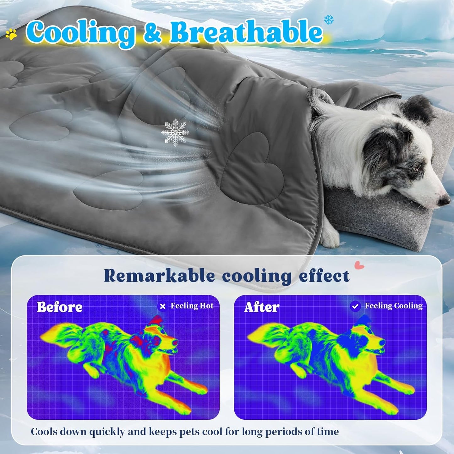 Cooling Blanket for Dogs, Lightweight & Durable Dog Cooling Mat, Q-MAX>0.45 Soft Breathable Pets Comforter for Couch, Bed & Car Essential - Dark Grey 30x40 Inches