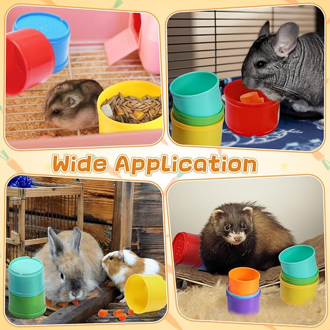 8 Pcs Stacking Cups for Rabbits - Safe Reusable Bunny Toys in Different Sizes, Durable Rainbow Colored Nesting Toys for Small Animals Bunny Hiding Food Playing Bunny Gifts