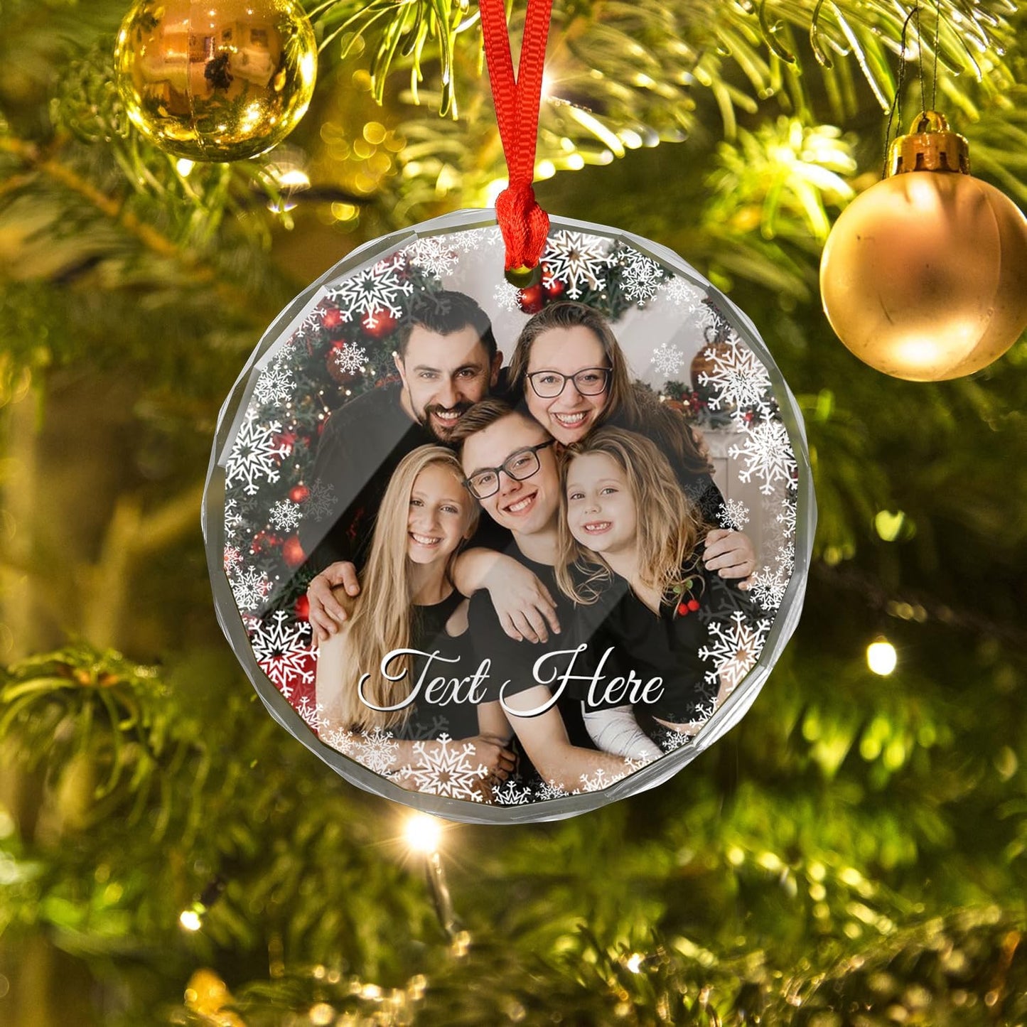Personalized Photo Crystal Ornaments, Custom Glass Pendants with Picture, for Christmas/New Year, Fireplace Room Ornaments for Family, Personalized Decorative Hanging Ornaments