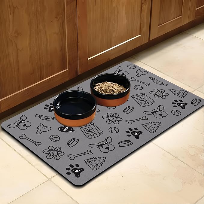 Pet Feeding Mat for Floors Waterproof Dog Mat for Food and Water Absorbent Quick Dry Non Slip mat for Cat Bowls