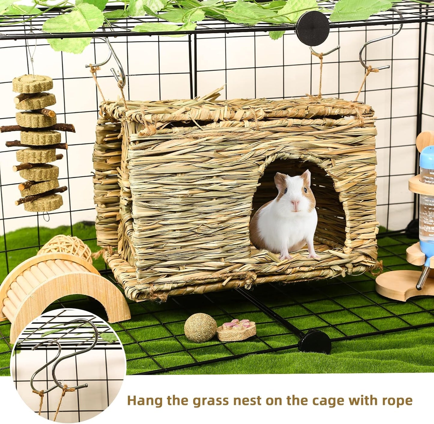 Bunny Grass House-Hand Made Edible Natural Grass Hideaway Comfortable Playhouse for Rabbits, Guinea Pigs and Small Animals to Play,Sleep and Eat (style4)