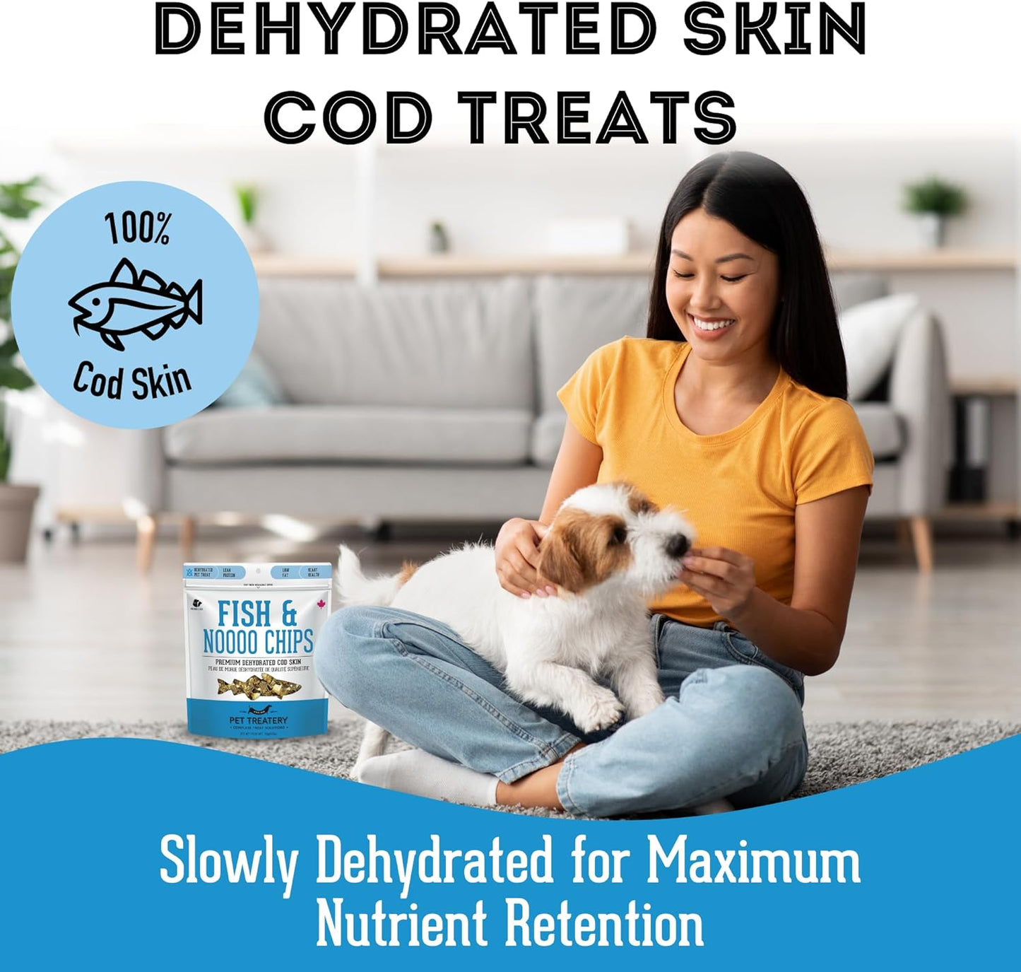 Dehydrated Cod Skin for Dogs & Cats (5.3 oz, Pack of 1) - Dehydrated Single Ingredient Dog Treats - Natural Dog Treats, Grain Free