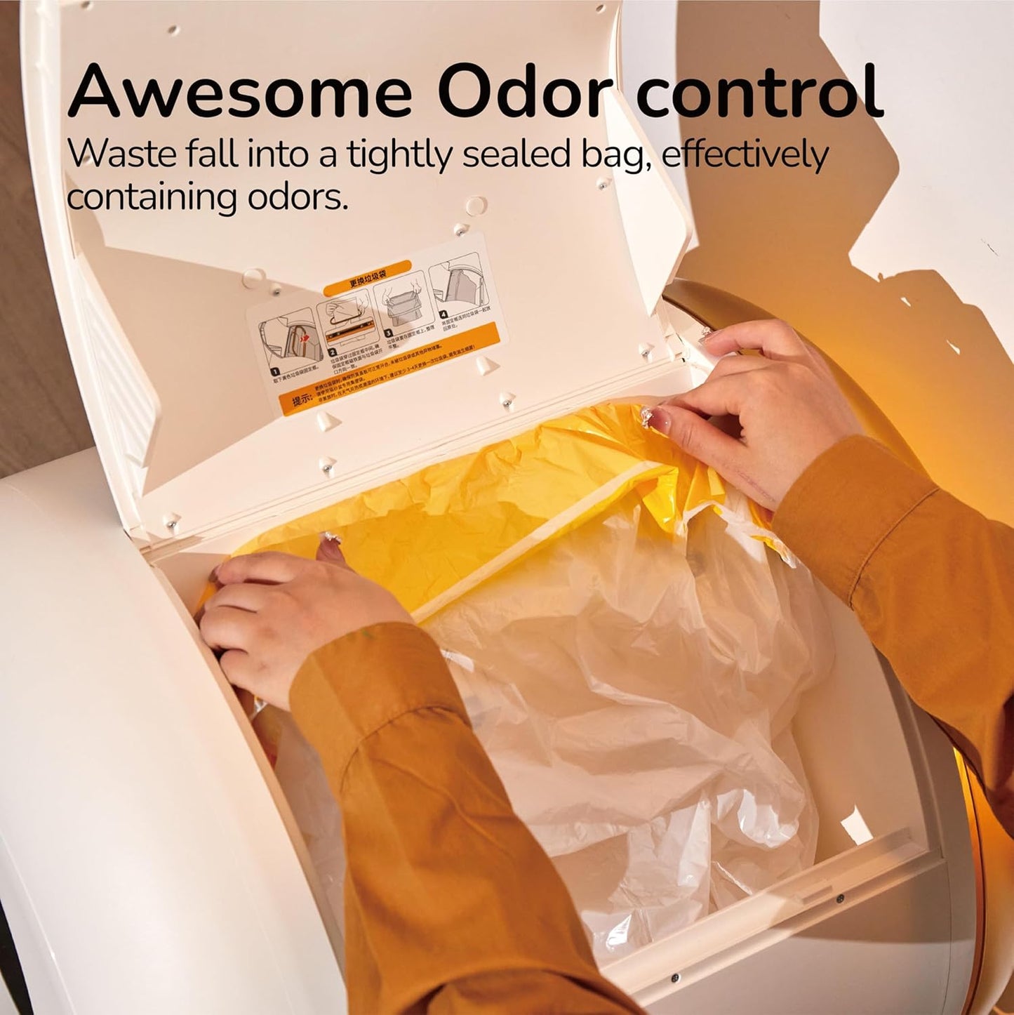 FurryTail Self Cleaning Litter Box with APP - Automatic Cat Litter Box for All Your Cats, Odor Control, Spacious Interior and Large Wastes Bin Capacity,Includes 40 Litter Bags