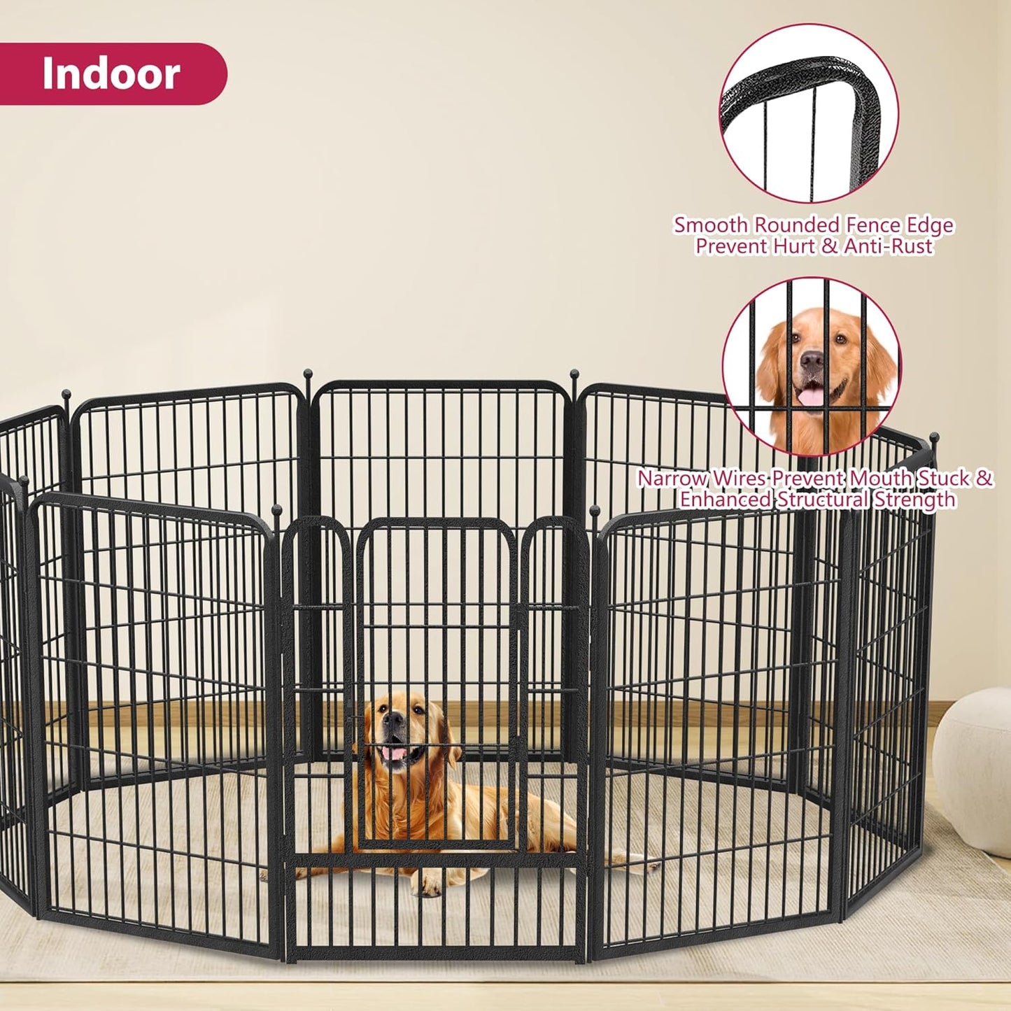 Dog Playpen 32" Height 24 Panels Portable Pet Fence Outdoor for Yard Indoor Dog Pen Outdoor for Medium/Small Animals, Large Pet Puppy Playpen Heavy Duty Pet Fence for RV Camping, Yard
