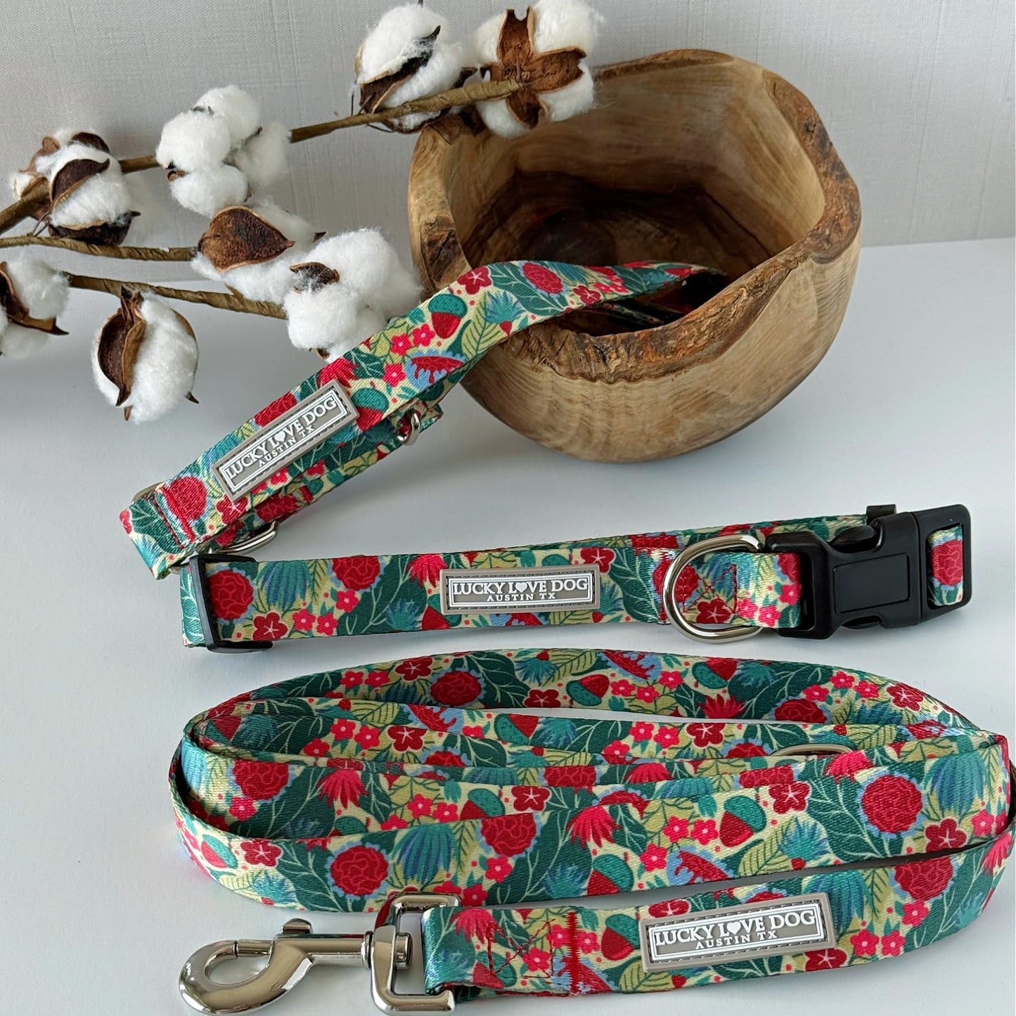 Lucky Love Dog - Easy Click Buckle Dog Collar with Leash Set Combo, Durable & Comfortable for Male & Female Dogs, Pet Collar for Small to Large Dogs, Secure Fit - Ginny Combo, Small