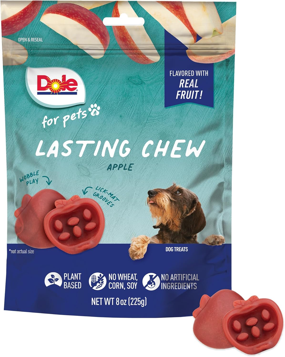 Dole Apple Flavor Dog Treats, Small Breed, 8oz, 10ct | Real Fruit, No Wheat, Corn, Soy, Artificial Flavors, Colors, or Preservatives