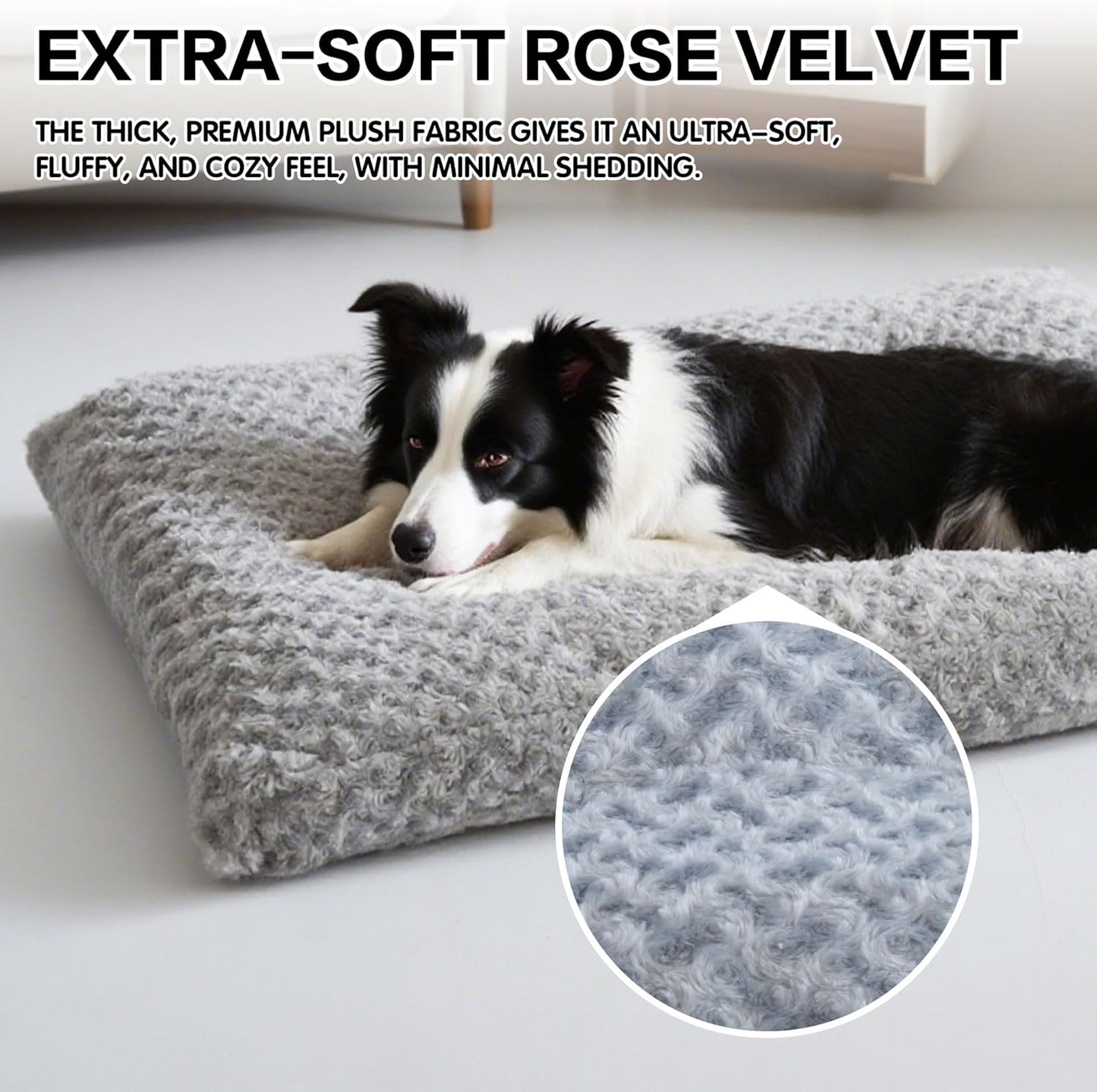 Dog Bed Washable Pet Bed,Dog Crate Bed Washable Cushion with Anti-Slip Bottom,Calming Anti-Anxiety Pet Bed with Non-Slip Bottom for Small&Medium&Large Dogs and Cat,Grey(36.2''X27.9''X7.1'')