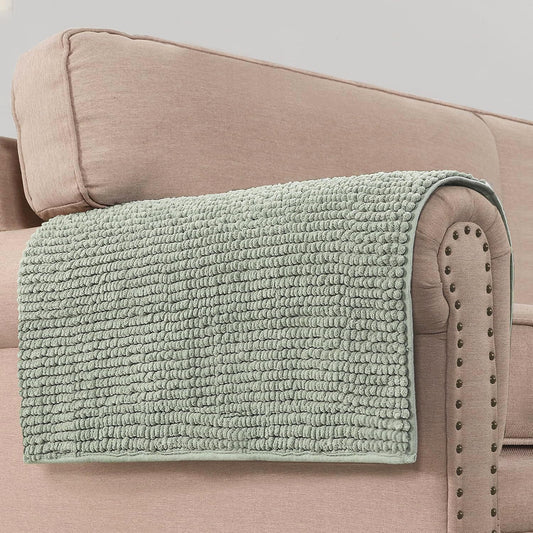 H.VERSAILTEX Plush Chenille Couch Armrest Cover 2 Packs Thick and Soft Sofa Covers Furniture Protector Cover for Pets (27.5" x 27.5", Sea Foam)