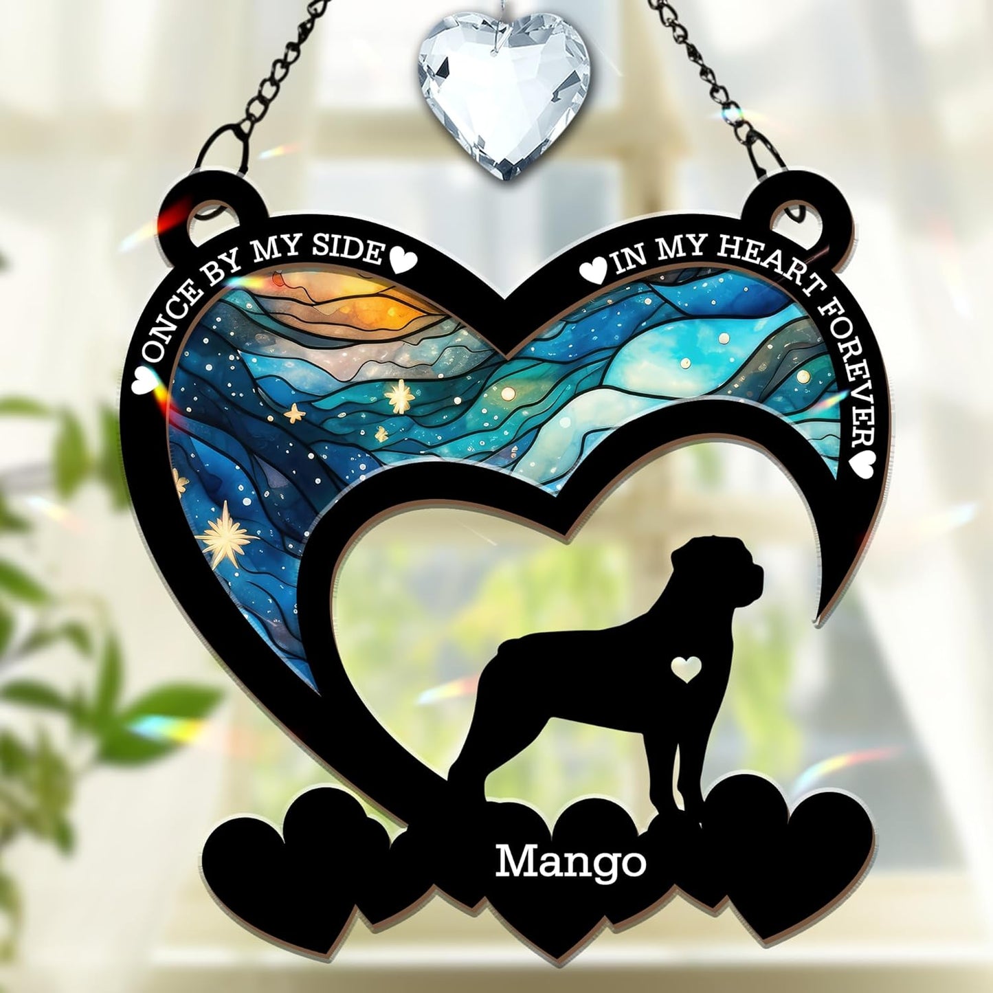Personalized Pet Memorial Gift for Dog Lovers - Custom Dog Suncatcher Ornament with Name & Breed, Loss of Dog Sympathy Gift, in Loving Memory Keepsake