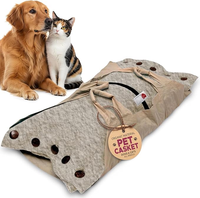 Cocoon® - Eco-Friendly Pet Burial & Cremation Ceremony Kit (Premium Wool) - Casket for Dogs and Cats (Choose Size & Color) (Medium, Natural)