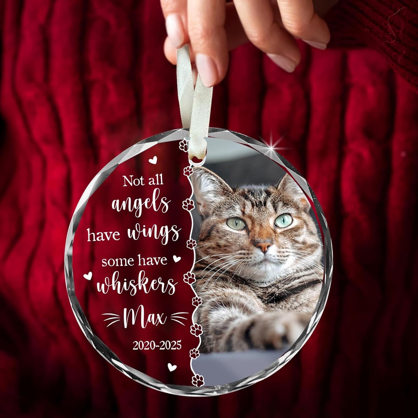 Personalized Cat Memorial Ornament, Pet Loss Remembrance Gift for Cat Lovers, Christmas Keepsake from Pet Owner – Not All Angels Have Wings, Some Have Whiskers