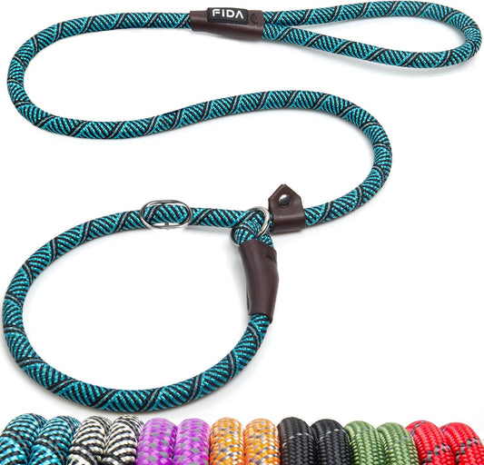 Fida Slip Leads for Dogs, 4 FT x 1/2" Dog Leash Heavy Duty Comfortable Strong Rope Lead for Large, Medium Dogs, No Pull Pet Training Leash with Highly Reflective, Blue