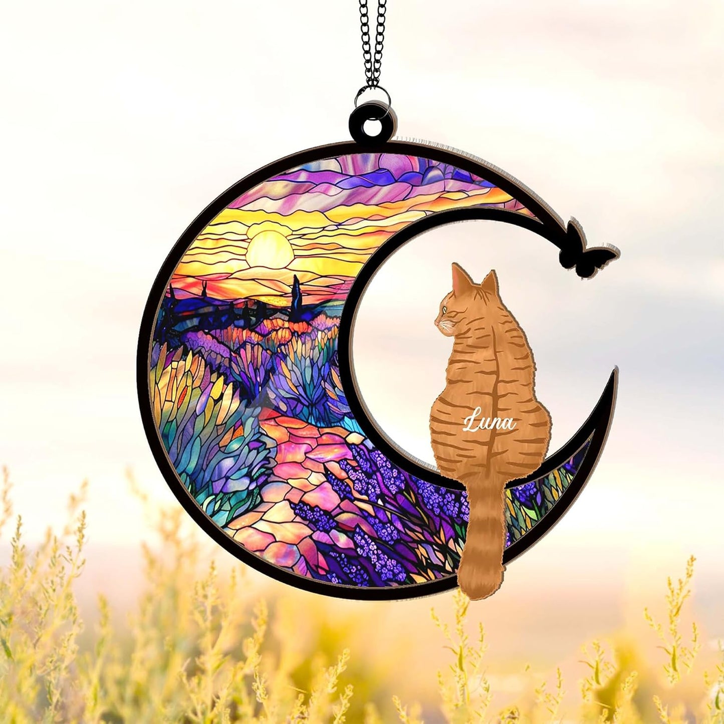 Personalized Cat Memorial Suncatcher – Custom Memorial Gift for Cat Lovers, Cat Loss Sympathy Gift, Pet Remembrance Keepsake