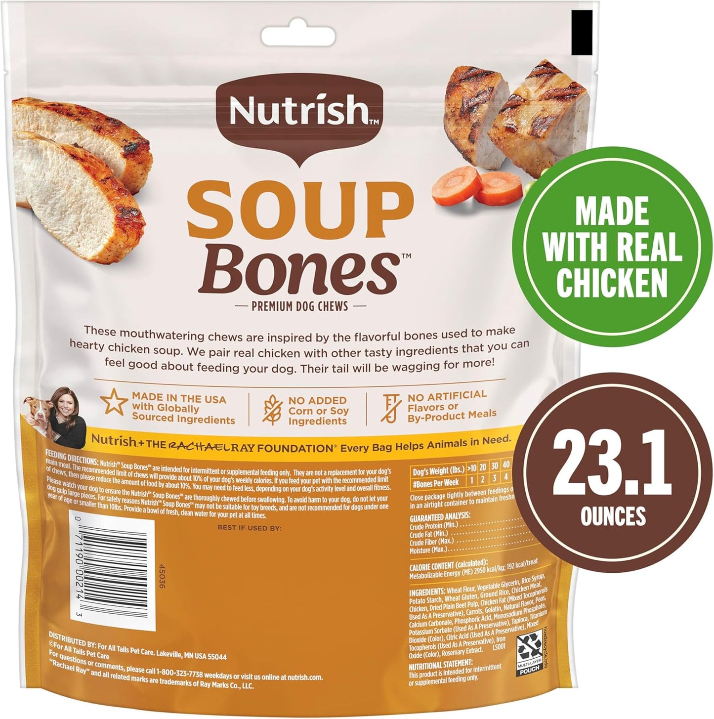 Nutrish Soup Bones Premium Dog Chews with Real Chicken and Veggies, 11 Chews, Packaging May Vary (Rachael Ray)