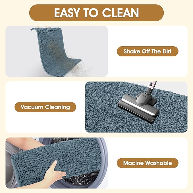 Extra Large Dog Door Mats for Muddy Paws, Chenille Absorbent Dog Mats, Non Slip Heavy Mud Mat for Dogs, Soft Pet Mat for Entryway, Mud Paws, Inside Floor,71" x 25", Dusty Blue