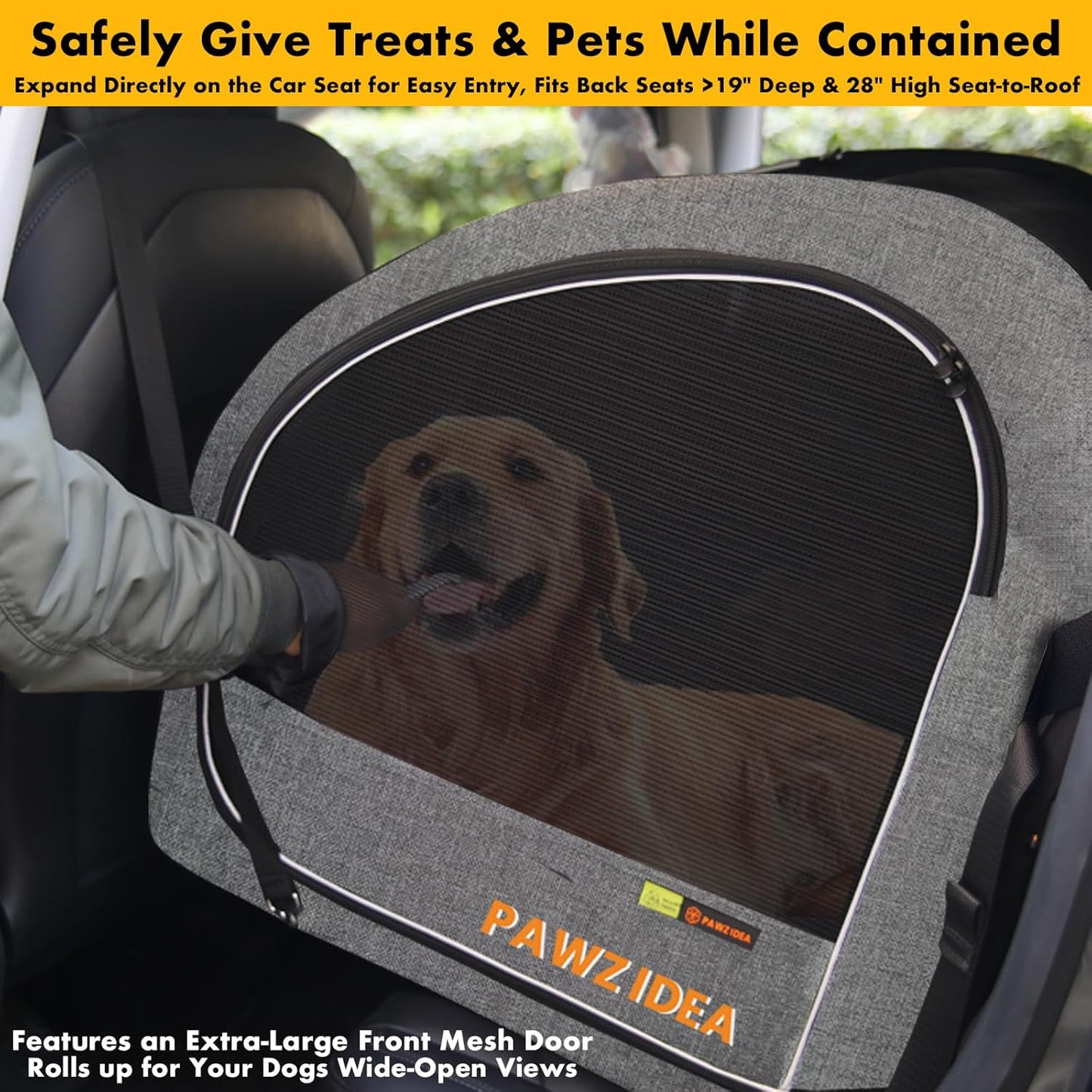 PAWZIDEA Large Dog Stroller with Detachable Carrier, Portable Dog Crate for Car Travel, Multiple Pet Strollers for Medium Dogs up to 80lbs, Adjustable Handle, All-Terrain 9” Wheels, Storage Organizer