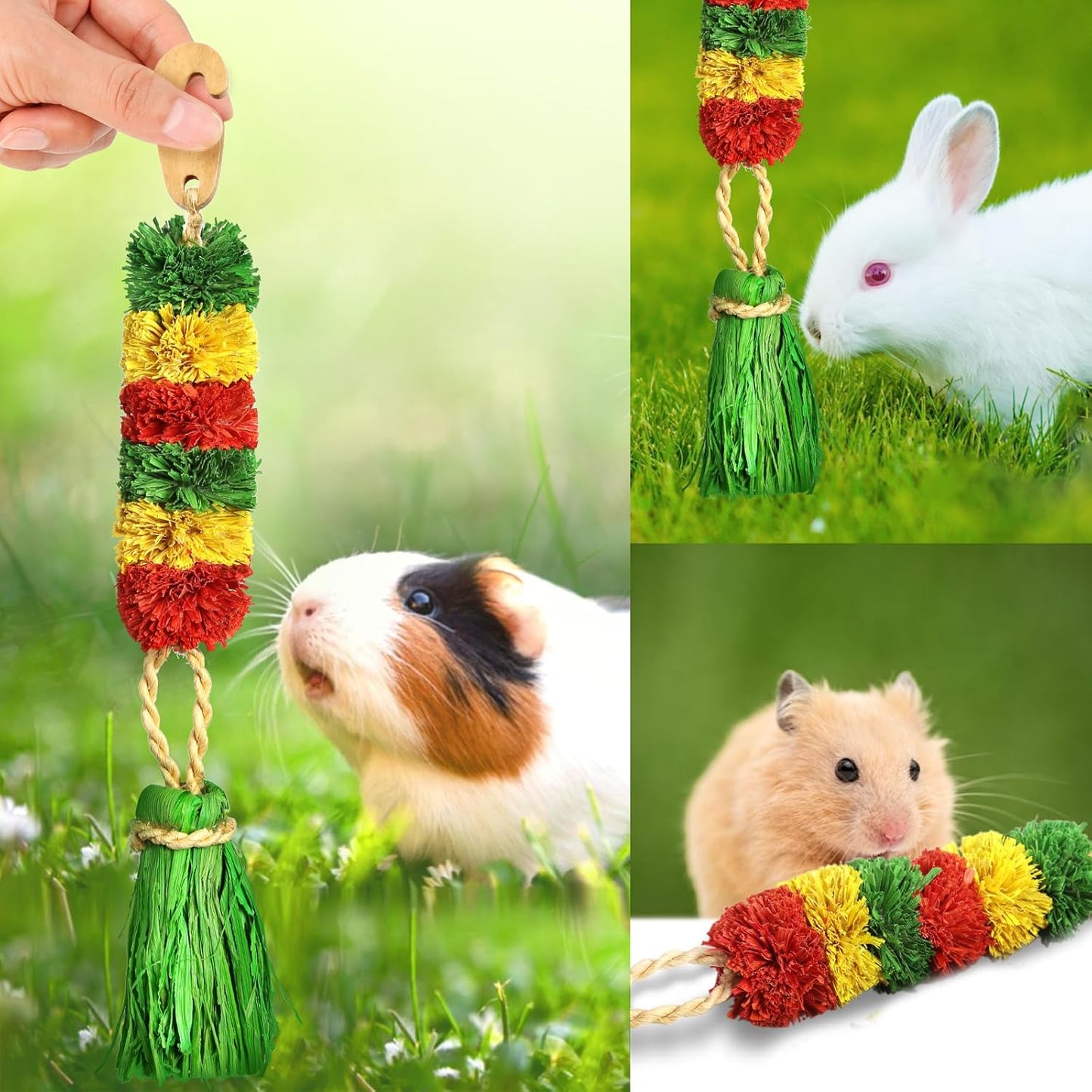 Abizoo Bunny Cage Hanging Rabbit Toys for Bunny Boredom, Habitat Decor & Boredom Breaker for Rabbit Guinea Pig Hamster Chinchilla Gerbils Bird and Other Small Animals