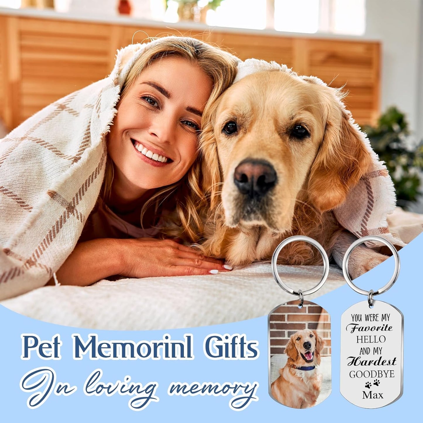 Pet Memorial Gifts for Dogs Cats, Custom Dog Memorial Keychain with Picture and Name,Sympathy Gifts for Loss of Dog,Dog Cat Bereavement Remembrance Passing Away Gifts for Dog Lovers Friends Family