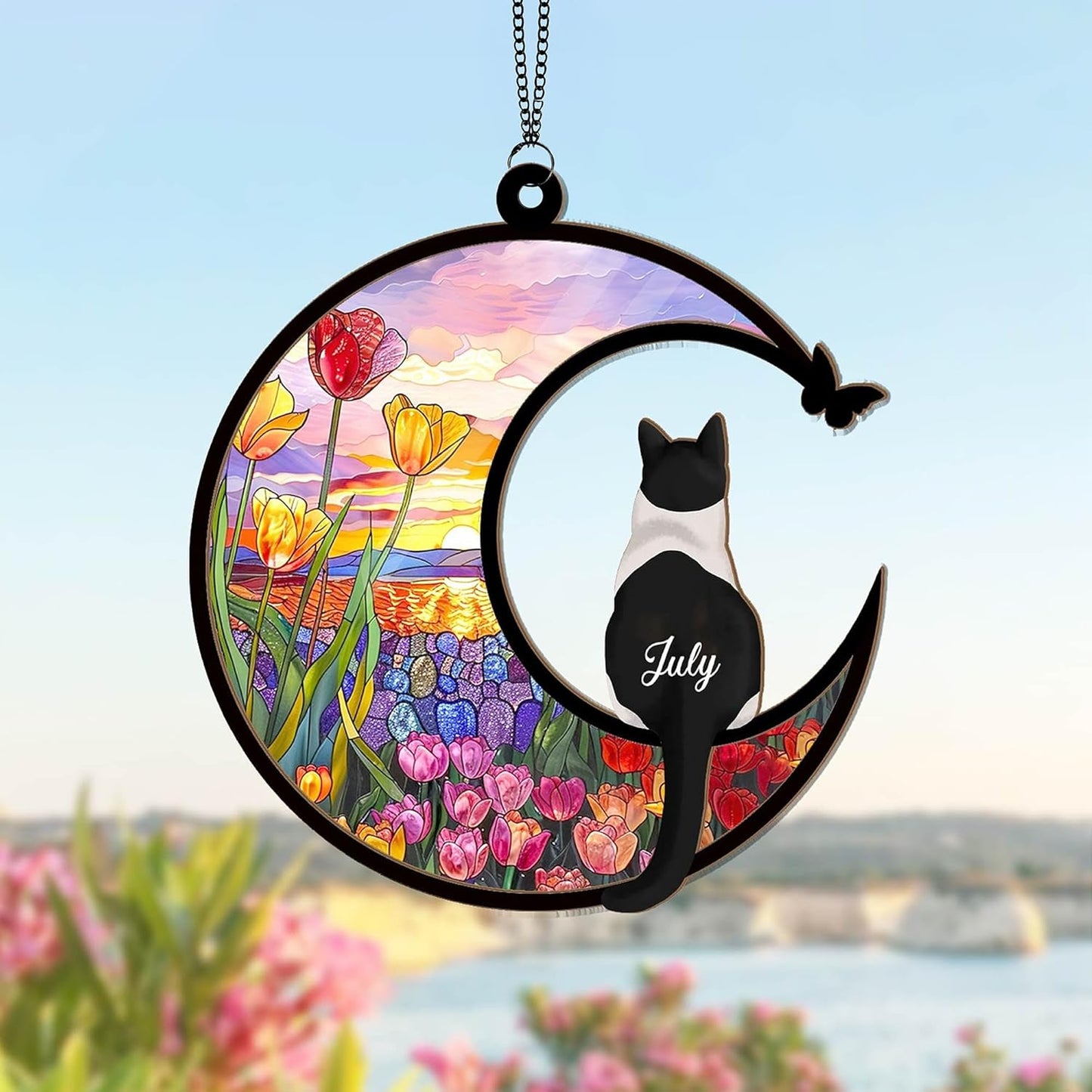 Personalized Cat Memorial Suncatcher – Custom Memorial Gift for Cat Lovers, Cat Loss Sympathy Gift, Pet Remembrance Keepsake