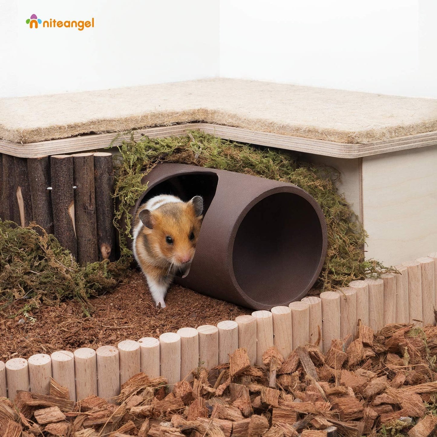 Niteangel Ceramic Hamster Tunnel & Tubes Hideout: for Dwarf Robo Syrian Hamsters Mice Rats or Other Small Animals (Tunnel - Large)