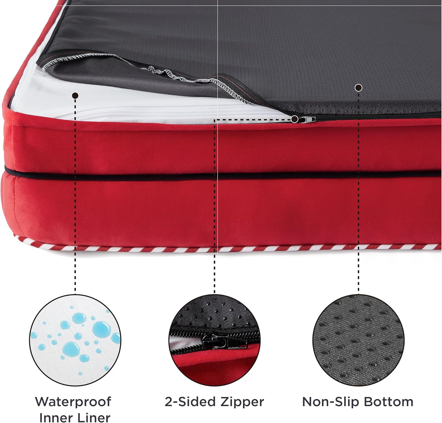 Bedsure XL Orthopedic Dog Bed for Extra Large Dogs - Washable XLarge Dog Cat Bed Waterproof, Comfort Dogs Couch Sofa with Washable Removable Cover, Pet Bed with Nonskid Bottom, Red, 42"