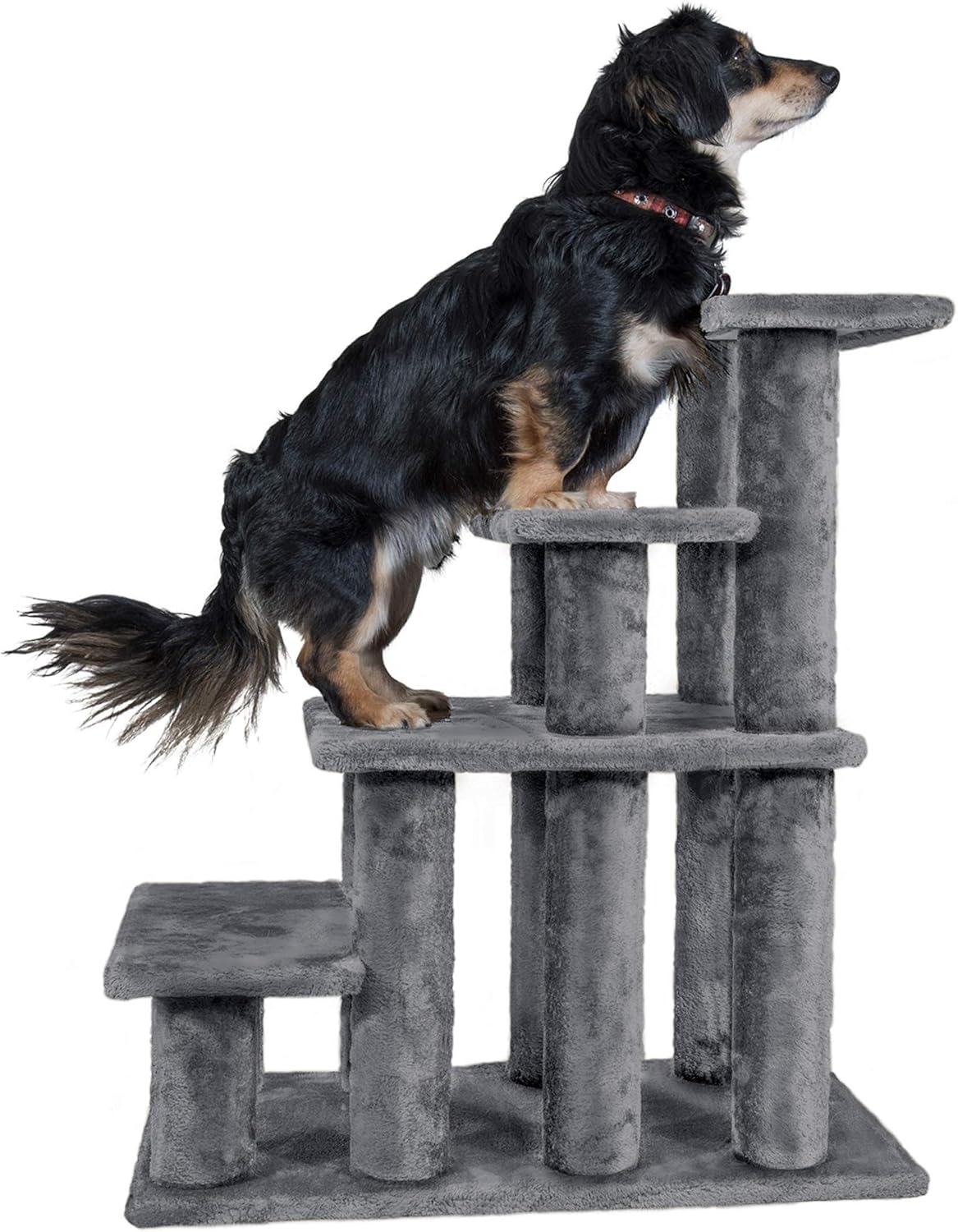 Furhaven Steady Paws Multi-Step Pet Stairs for High Beds & Sofas - Gray, 4-Step