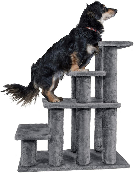 Furhaven Steady Paws Multi-Step Pet Stairs for High Beds & Sofas - Gray, 4-Step