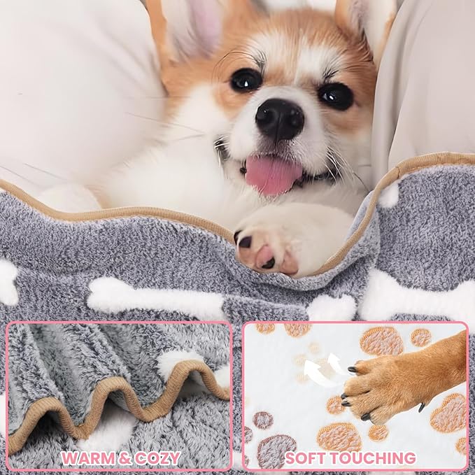 3 Pcs Dog Blanket Super Soft Pet Puppy Blankets Calming Pet Blanket for Small, Medium Large Dogs Warm Sleep Mat Washable Dog Blanket for Puppy Cat (30"×21")