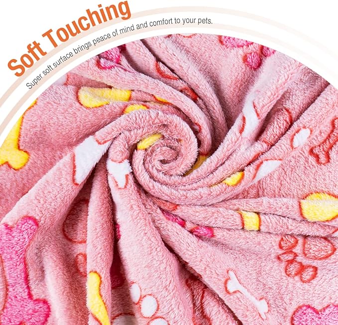 Pet Soft 1 Pack 3 Pet Blankets for Dogs - Fluffy Cats Dogs Blanket for Small Medium & Large Dog, Cute Print Pet Throw Puppy Blankets Fleece (Bones, 3S)