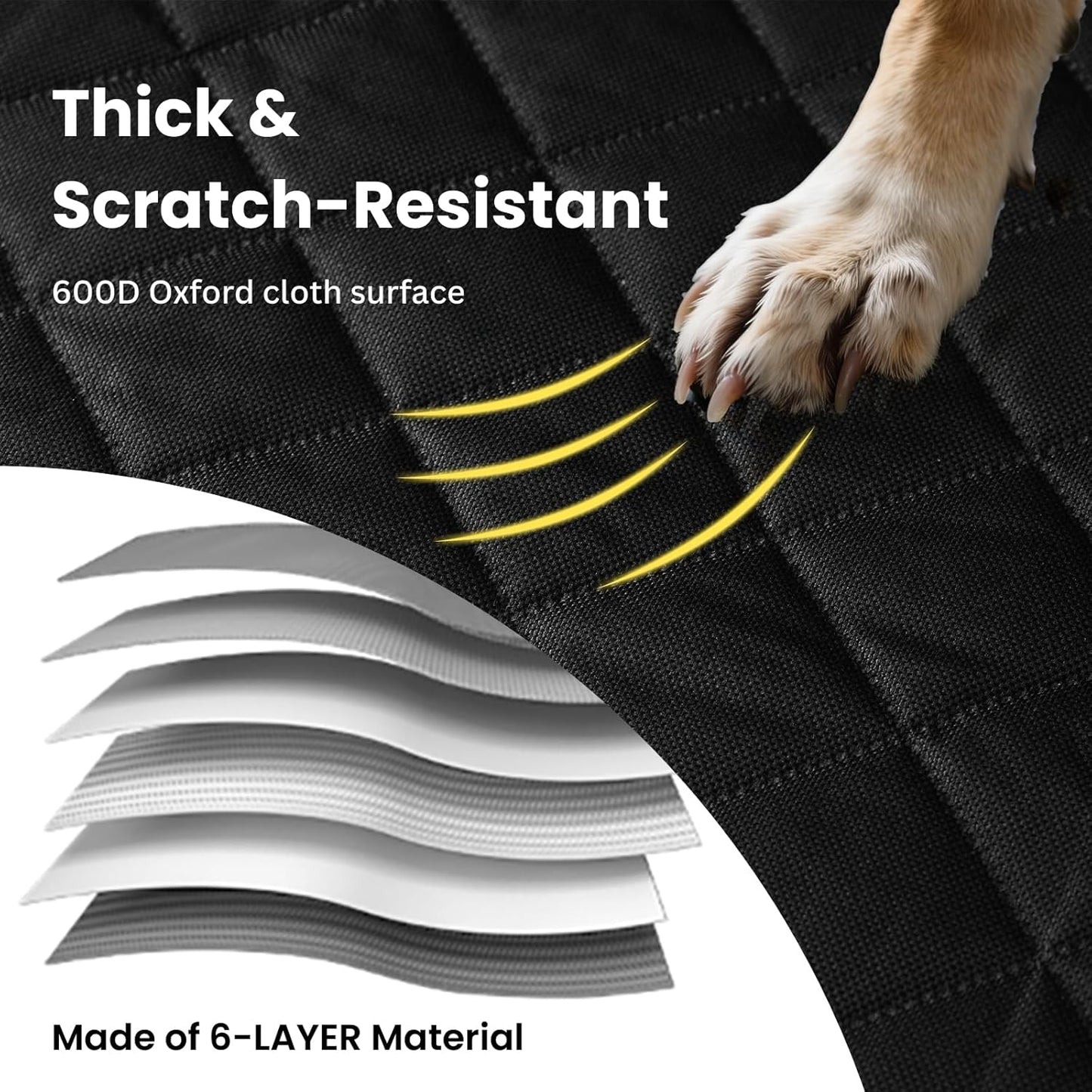 Dog Hammock for Car with Door Protectors, Waterproof, Scratchproof, Split Soft Dog Seat Cover for Back Seat with Mesh Window, Fits SUV/Sedan/Tesla Models (Black)