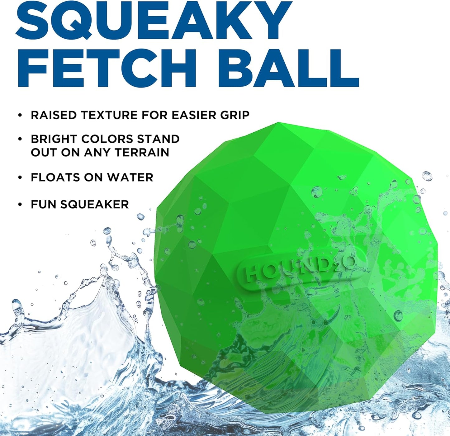 Hound2O Dog Toys | Squeaky Fetch Ball for Dogs | Green Floating Outdoor Toy - Easy to Clean and Made from Non Toxic Materials